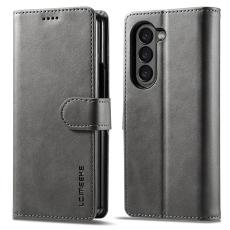LC.imeeke - LC.IMEEKE Samsung Galaxy Z Fold6 Fodral &Auml;kta l&auml;der - Gr&aring;