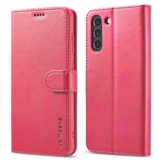LC.imeeke - LC.IMEEKE Wallet Design Fodral för Samsung Galaxy S21 FE - Äkta läder - Rosa