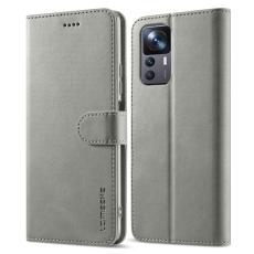 LC.imeeke - LC.IMEEKE Xiaomi 12T 5G Fodral &Auml;kta l&auml;der - Gr&aring;