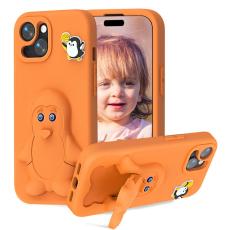 OEM - Penguin iPhone 14/13 Skal Kickstand Stöttålig EVA - Orange