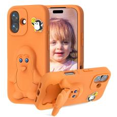 OEM - Penguin iPhone 16 Skal Kickstand Stöttålig EVA - Orange