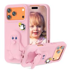 OEM - Penguin iPhone 17 Pro Max Skal Kickstand Stöttålig EVA - Rosa