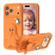 OEM - Penguin iPhone 17 Pro Skal Kickstand Stöttålig EVA - Orange