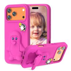 OEM - Penguin iPhone 17 Pro Skal Kickstand Stöttålig EVA - Rosa