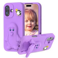 OEM - Penguin iPhone 17 Skal Kickstand Stöttålig EVA - Lila