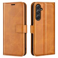 OEM - ABEEL Samsung Galaxy A55 5G Pl&aring;nboksfodral Konstl&auml;der Magnetisk Flip - Gul