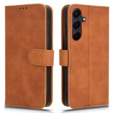 OEM - ABEEL Samsung Galaxy A55 5G Pl&aring;nboksfodral Konstl&auml;der St&auml;ll - Brun