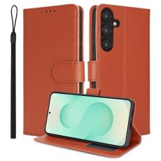 OEM - ABEEL Samsung Galaxy A55 5G Konstl&auml;der Pl&aring;nboksfodral RFID-Skydd - Orange