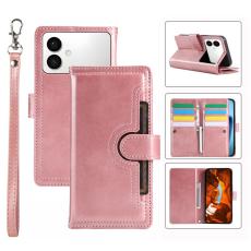 OEM - ABEEL Samsung Galaxy S26 Edge Pl&aring;nboksfodral &Auml;kta L&auml;der Magnetiskt - Ros&eacute;guld