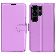 Amorus - AMORUS Samsung Galaxy S26 Ultra Fodral &Auml;kta L&auml;der St&auml;ll - Lila