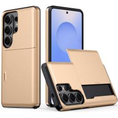 Amorus - AMORUS Samsung Galaxy S26 Ultra Mobilskal Plast Med Kortfack - Guld