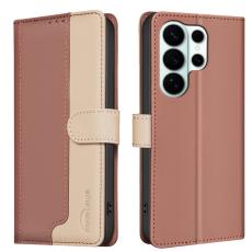 BINFEN COLOR - BINFEN Samsung Galaxy S26 Ultra Fodral &Auml;kta L&auml;der RFID Skydd - Brun