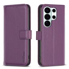 BINFEN COLOR - BINFEN Samsung Galaxy S26 Ultra Fodral Folio Flip Konstl&auml;der - M&ouml;rklila