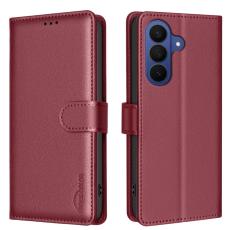 BINFEN COLOR - BINFEN Samsung Galaxy S26 Pro Fodral &Auml;kta L&auml;der RFID Skydd - R&ouml;d