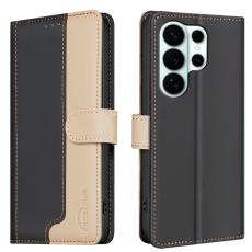 BINFEN COLOR - BINFEN Samsung Galaxy S26 Ultra Fodral &Auml;kta L&auml;der RFID Skydd - Svart