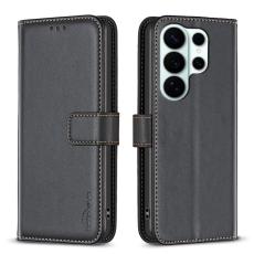 BINFEN COLOR - BINFEN Samsung Galaxy S26 Ultra Fodral Folio Flip &Auml;kta L&auml;der - Svart