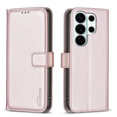 BINFEN COLOR - BINFEN Samsung Galaxy S26 Ultra Fodral Folio Flip Konstl&auml;der - Ros&eacute;guld