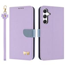 OEM - Bowknot Samsung Galaxy A55 5G Pl&aring;nboksfodral Konstl&auml;der - Lila