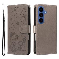 OEM - Cat Bee Samsung Galaxy S26 / S26 Pro Fodral &Auml;kta L&auml;der - Gr&aring;