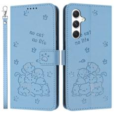 OEM - Cats Samsung Galaxy A55 5G Pl&aring;nboksfodral Konstl&auml;der - Bl&aring;