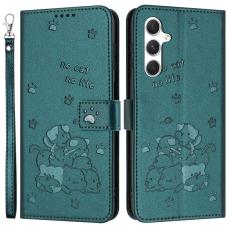 OEM - Cats Samsung Galaxy A55 5G Pl&aring;nboksfodral Konstl&auml;der - Gr&ouml;n