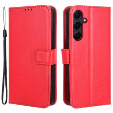 OEM - Crazy Horse Samsung Galaxy A55 5G Pl&aring;nboksfodral Konstl&auml;der St&ouml;tt&aring;lig - R&ouml;d