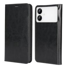 ABEEL - Crazy Horse Samsung Galaxy S26 Edge Pl&aring;nboksfodral &Auml;kta L&auml;der - Svart