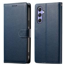 OEM - DF-012 Samsung Galaxy A55 5G Pl&aring;nboksfodral Konstl&auml;der Magnetisk - Bl&aring;