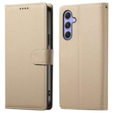 OEM - DF-012 Samsung Galaxy A55 5G Pl&aring;nboksfodral Litchi Textur Konstl&auml;der - Aprikos