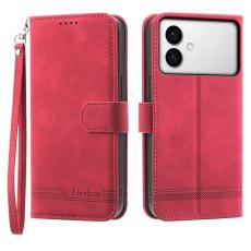 DIERFENG - DIERFENG Samsung Galaxy S26 Edge Pl&aring;nboksfodral Konstl&auml;der Med Handledsrem - R&ouml;d