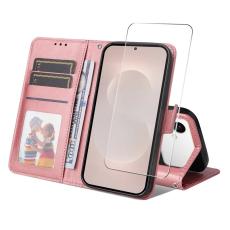 ENKAY - ENKAY Samsung Galaxy S26 Ultra Fodral &Auml;kta L&auml;der St&auml;ll - Rosa