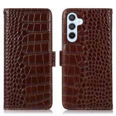 OEM - Genuine Leather Wallet Case Samsung Galaxy A55 5G RFID Skydd - Brun