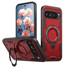 N/A - Google Pixel 9 Pro Skal Plast Militärskydd Med Ställ - Röd