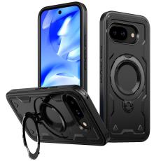 N/A - Google Pixel 9a Skal Militärskydd Plast Kickstand - Svart