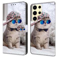 OEM - HAT Samsung Galaxy S26 Ultra Fodral M&ouml;nstertryck St&auml;ll &Auml;kta L&auml;der - Hat Cat