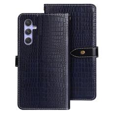 IDEWEI - IDEWEI Samsung Galaxy A55 5G Pl&aring;nboksfodral Konstl&auml;der Krokodiltextur - Bl&aring;