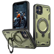 N/A - iPhone 11 / XR Skal Plast Militärskydd Kickstand - Olive Green