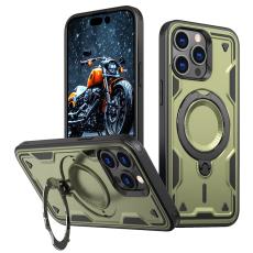 N/A - iPhone 15 Pro Max Skal Plast Militärskydd Kickstand - Olive Green