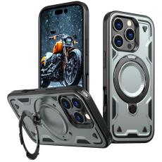 N/A - iPhone 16 Pro Skal Plast Militärskydd Kickstand - Grå