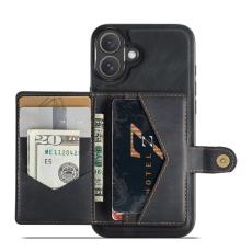 JEEHOOD - JEEHOOD iPhone 16 Fodral Äkta Läder + Plast Avtagbar - Svart