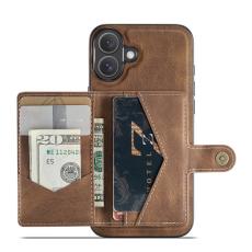 JEEHOOD - JEEHOOD iPhone 16 Plus Fodral Äkta Läder Plast Avtagbar - Brun