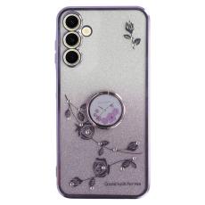KADEM - KADEM Samsung Galaxy A35 5G Skal Blomm&ouml;nster Ring St&auml;ll TPU - Lila