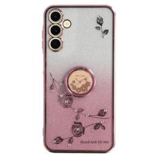 KADEM - KADEM Samsung Galaxy A35 5G Skal Blomm&ouml;nster Ring St&auml;ll TPU - Ros&eacute;guld