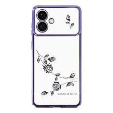 KADEM - KADEM Samsung Galaxy S26 Edge Mobilskal Blommor Rhinsten TPU - Lila