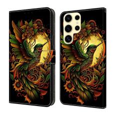 OEM - LARK Samsung Galaxy S26 Ultra Fodral &Auml;kta L&auml;der M&ouml;nster - Svart