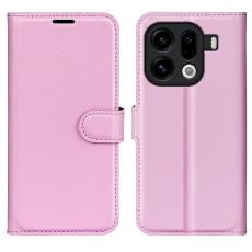 OEM - Litchi Oppo Find X9 Pro 5G Fodral &Auml;kta L&auml;der - Rosa