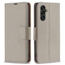 OEM - LITCHI Samsung Galaxy A35 5G Fodral &Auml;kta L&auml;der - Gr&aring;