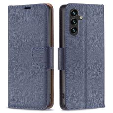 OEM - LITCHI Samsung Galaxy A35 5G Fodral &Auml;kta L&auml;der - M&ouml;rkbl&aring;