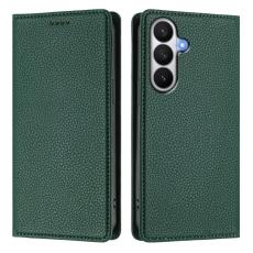 OEM - Litchi Samsung Galaxy S26 / S26 Pro Fodral &Auml;kta L&auml;der RFID Skydd - M&ouml;rkgr&ouml;n