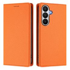OEM - Litchi Samsung Galaxy S26 / S26 Pro Fodral &Auml;kta L&auml;der RFID Skydd - Orange